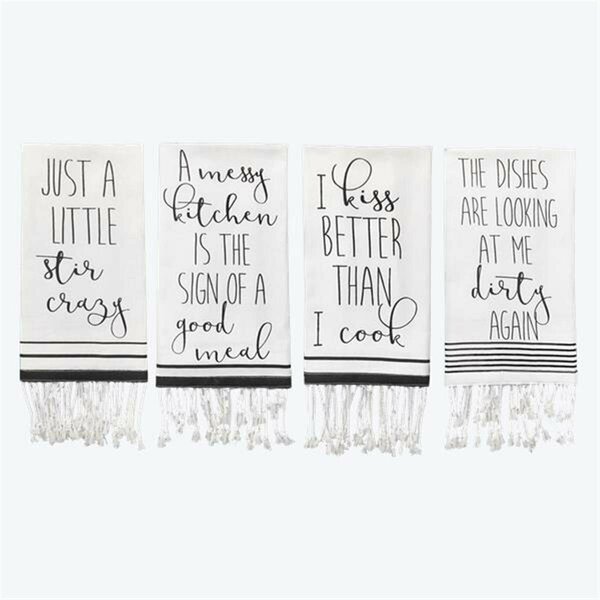 Youngs Cotton Kitchen Towel with Twisted Fringes, 4 Assorted Color 20228
